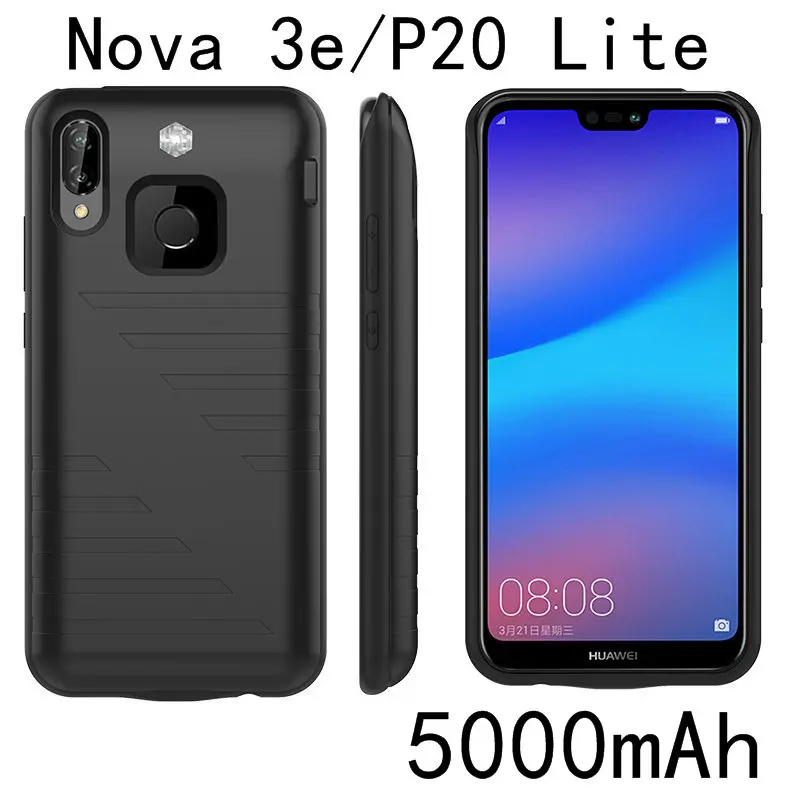 Ударопрочный чехол-батарея P20 для huawei Nova 3e P20 Lite, запасное зарядное устройство, чехол s для huawei P20 Pro, чехол для зарядки - Цвет: Nova3e-Black