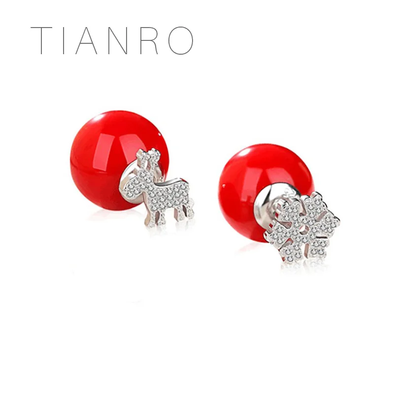 

Tianro Twilight bears ear studs AAA zircon butterfly ear ornaments European and American fashion popular earrings jewelry