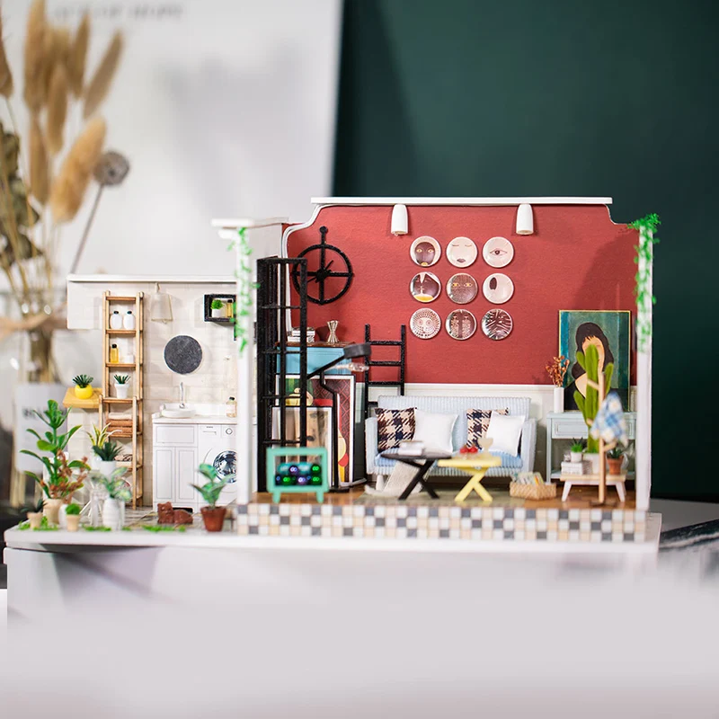 Best Selling High-end Miniature Luxury Furniture Mini Doll House Accessories 3D Wooden Hand-assembled Assembly Mini  Doll  House