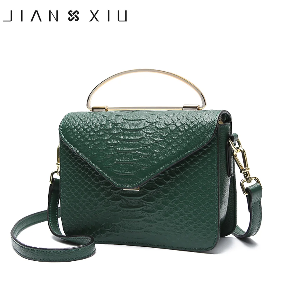 

JIANXIU Genuine Leather Handbag Metal Portable Design Women Shoulder Crossbody Bags New Fashion Crocodile Pattern Small Tote Bag