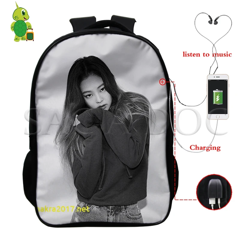Корейские рюкзаки Kpop Blackpink Kill This рюкзак для женщин и мужчин USB зарядка для ноутбука сумка Jisoo/Дженни школьные и дорожные сумки - Цвет: 23