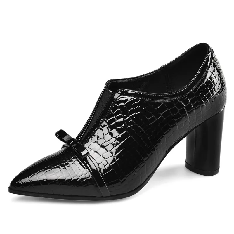 FEDONAS/Брендовые женские туфли-лодочки из натуральной кожи на высоком квадратном каблуке; сезон весна-осень; элегантная обувь для вечеринок и танцев; женская обувь с бантом-бабочкой