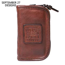 Мужская цепочка для ключей из натуральной кожи ручной работы ретро многофункциональный автомобильный чехол для ключей из воловьей кожи винтажный женский ключница держатель брелок