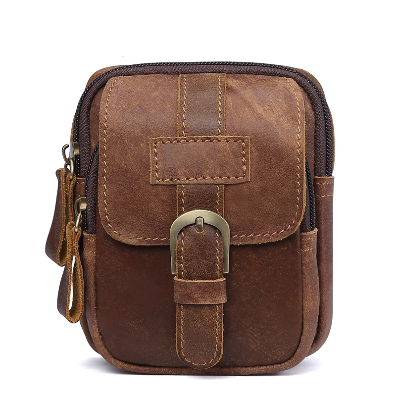

Genuine Leather Men Hip Bum Fanny Pack Cell/Mobile Phone Cigarette Bag Case Purse Pouch Vintage Male Cowhide Belt Waist Bags