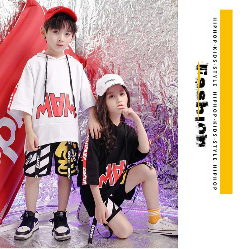 Boys loose Tshirt Hoodie Modern dance Clothing Kids Hip Hop Jazz Dance wear Costumes Girls Ballroom Dancing Outfits Streetwear