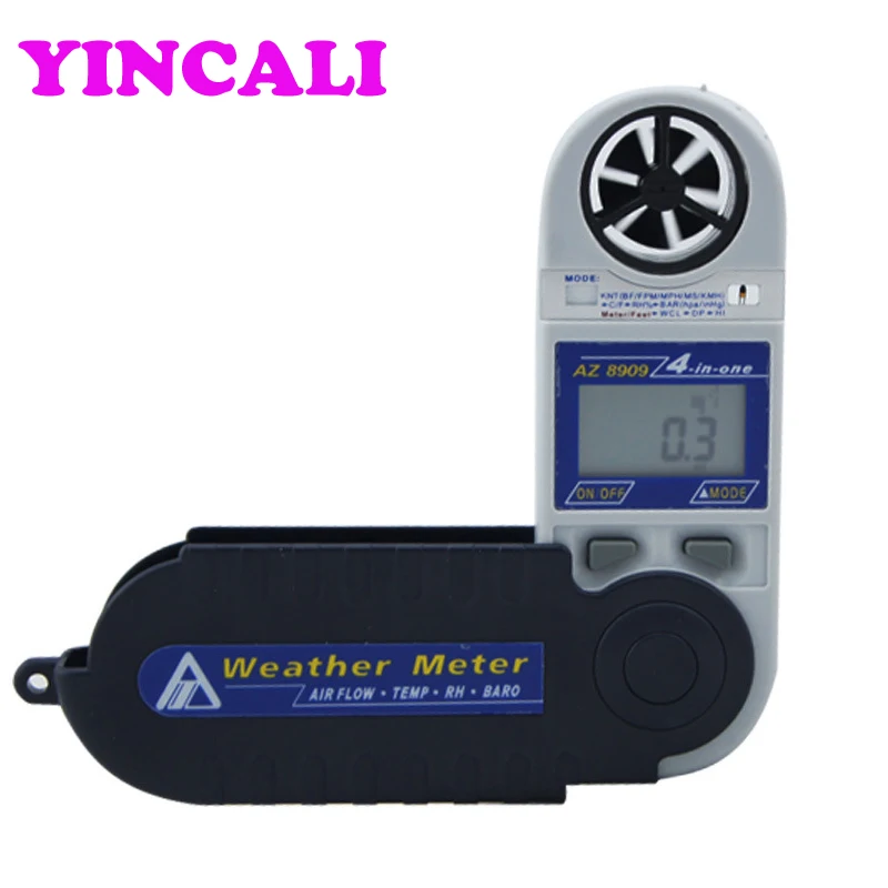 

Pressure Anemometer 4-in-1 Air Flow Wind Speed Meter AZ8909 Handheld Weather Meter Temperature Dew Point Humidity Tester