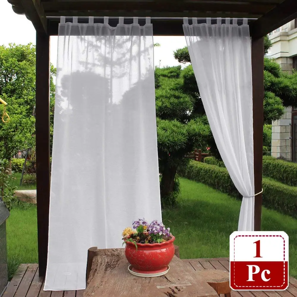 Sheer Outdoor Curtain Elegant Tab Top Waterproof Semitransparent Voile
