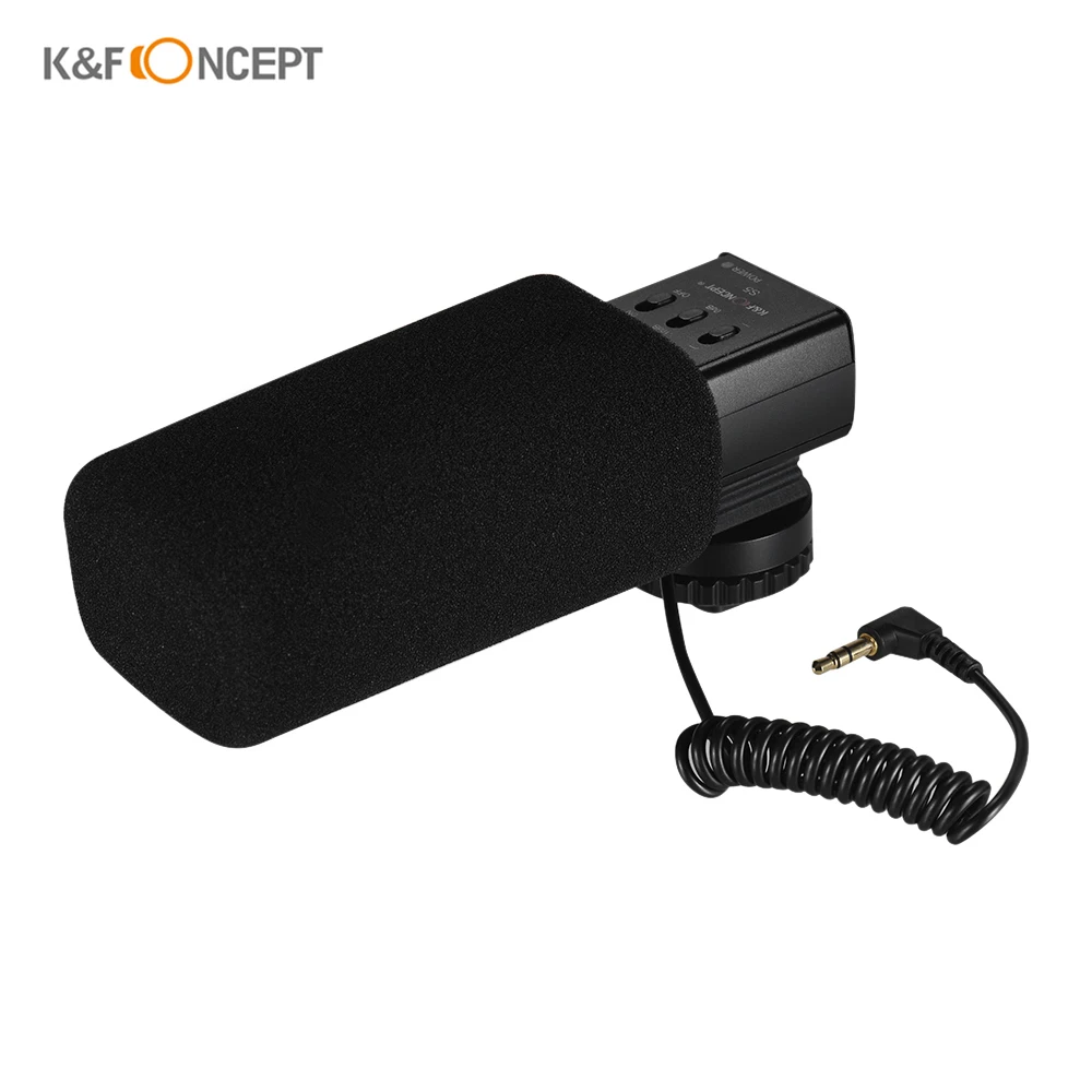 

K&F CONCEPT S5 Stereo Shotgun Video Microphone On-Camera Condenser Mic 3.5mm Plug for Canon Nikon Sony DSLR Interview Recording