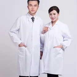 Осень для женщин мужчин унисекс белый лабораторный халат с длинным рукавом карманы форма повседневная обувь доктор Одежда для медсестер