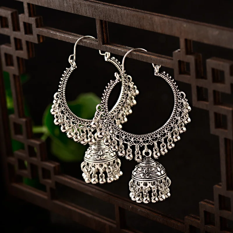 2020 классические женские большие круглые серьги Jhumka Jhumki индийские украшения Tribe