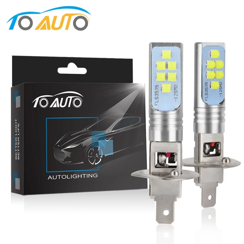 

2pcs H1 H3 LED Bulbs Car Light Lamp 12V 6000K White 1400LM Driving Lamp Auto LED Lights