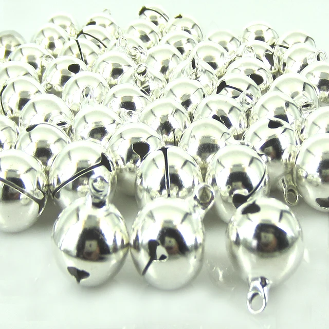 20pcs silver jingle bells pendants copper loose beads bells for