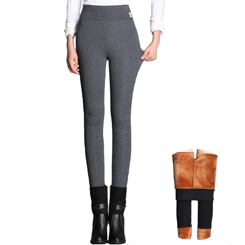 

Plus Size 4XL Boot Cut Pants Winter Autumn Warm Trousers Elastic Waist Slim Casual Black/Gray Legging Thicken Pants 2018 A755