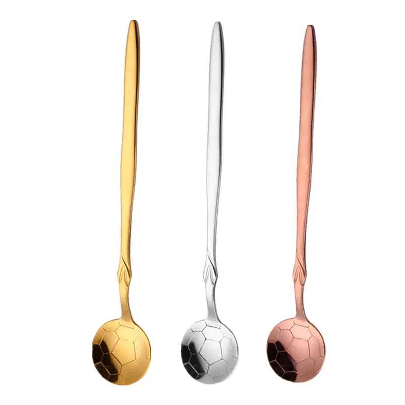 Stainless Steel Teaspoon  Football Shape Spoons Coffee Tea Spoon Flatware Drinking Tools Long Handle Coffee  Spoon 40JY152