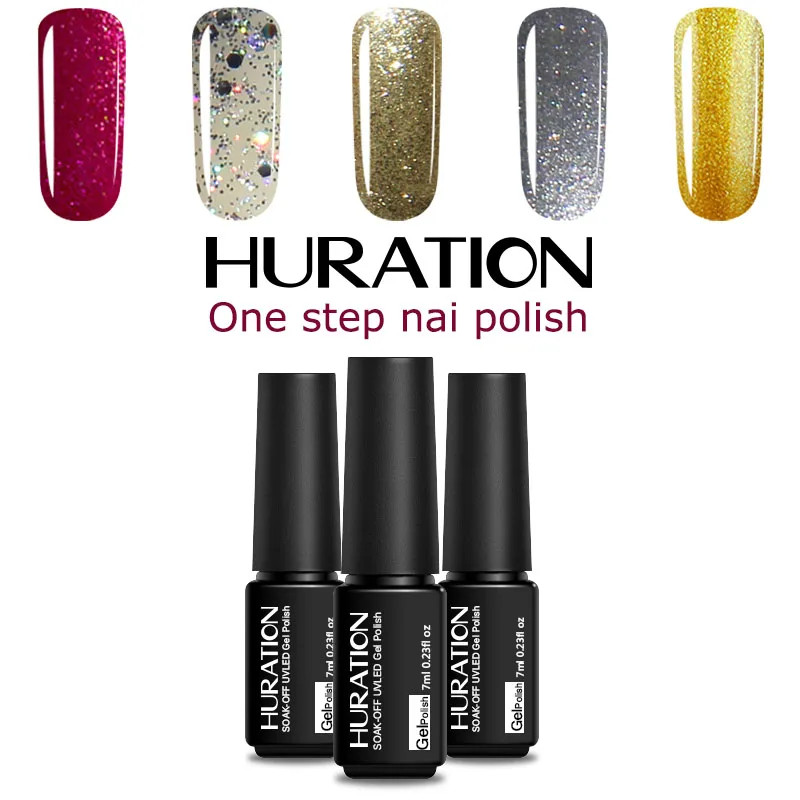 

Huraiton Three In One Step 3in1 Gel Lacquer 24 Color Soak Off UV LED Lamp Nail Gel Polish Foil Adhesive Nail Art Gel Varnish