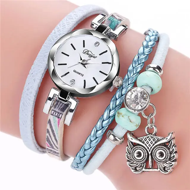 Женские часы для девочек, аналоговые кварцевые часы с подвеской в виде совы, женские часы с браслетом, Relogio Feminino, повседневные часы Bayan Kol Saati, лидер продаж 328 - Цвет: Blue