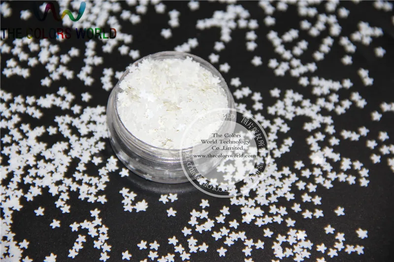 Paillette para Unha Starfish Molda Solvente Resistente Glitter Tamanho 3mm Branco Cor Sólida Art Faça Você Mesmo Supplies1pack = 50g