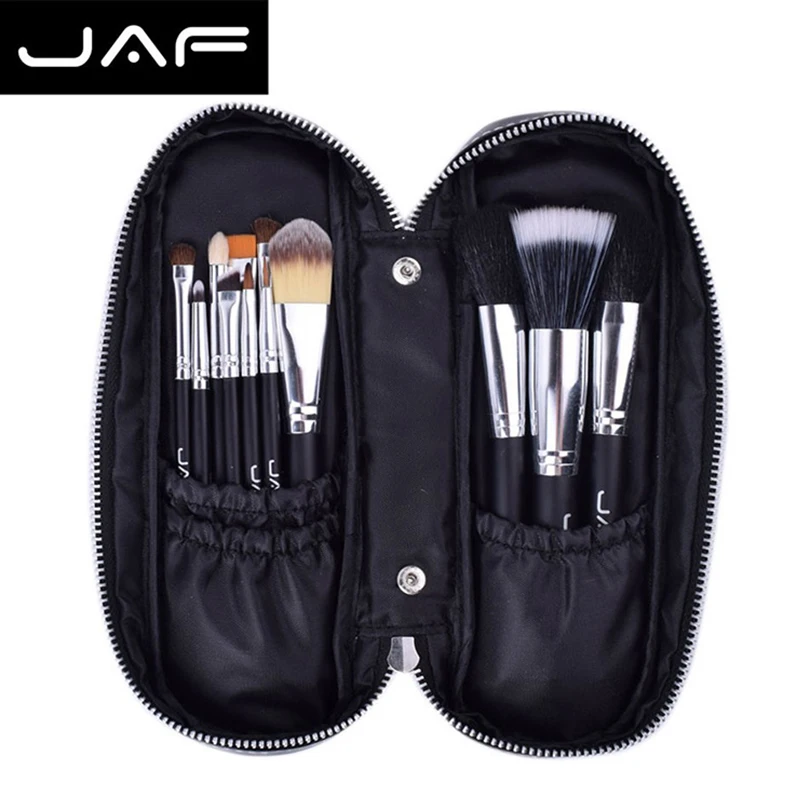 JAF 12pcs High Quality Makeup Brushes Set Foundation Brush Face Make Up Kit Cosmetic Tools Kits with Zipper Leather Case (1)