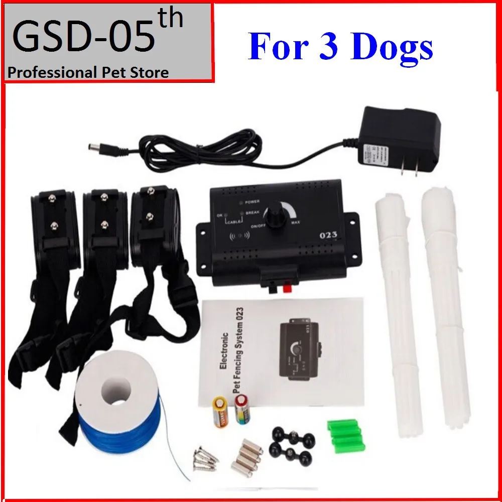 

3 Dogs Underground Electric Shock Dog Pet Fencing System InGround Dog Fence Collar Dog Training Trainer Collar
