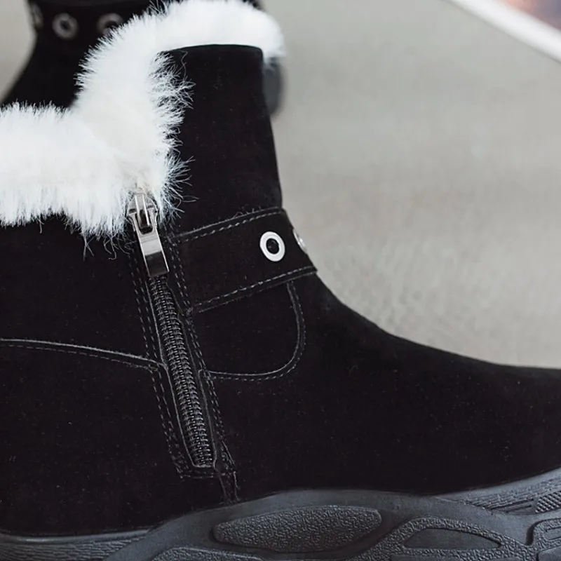 COOTELILI Warm Fur Ankle Boots For Women Winter Shoes Buckle Rubber Platform Fleece Snow Boots Women Comfortable Shoes Female  (9)