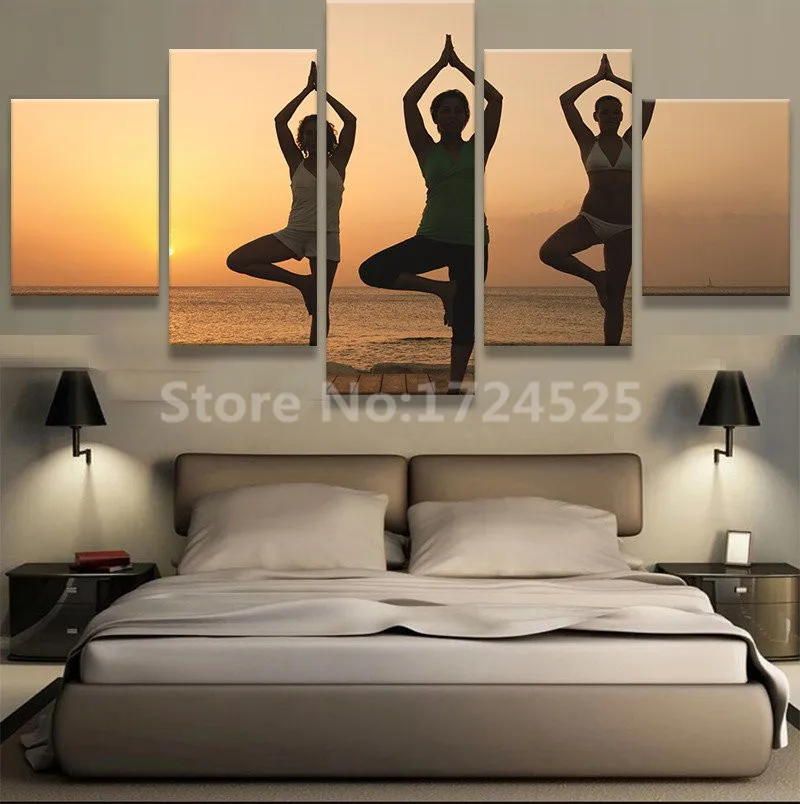 

5 Panels Prints Yoga Dancer Canvas Painting Wall Art Home Decor Cuadros Decoracion Pictures For Bedroom In Cheap Price Unframed