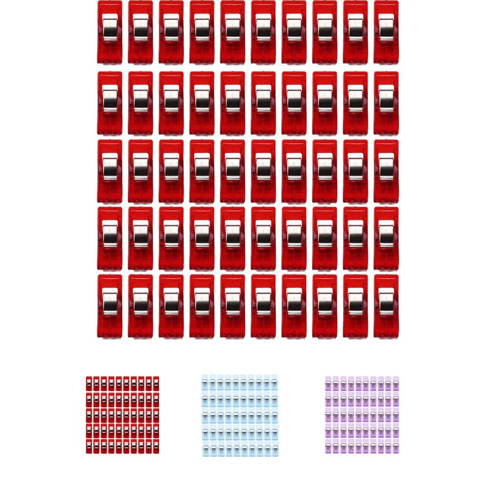 50 шт., прозрачные, для шитья, для стёганого одеяла, для переплета, пластиковые зажимы, зажимы для упаковки, зажимы для скрепления, пластиковые зажимы, 3 цвета