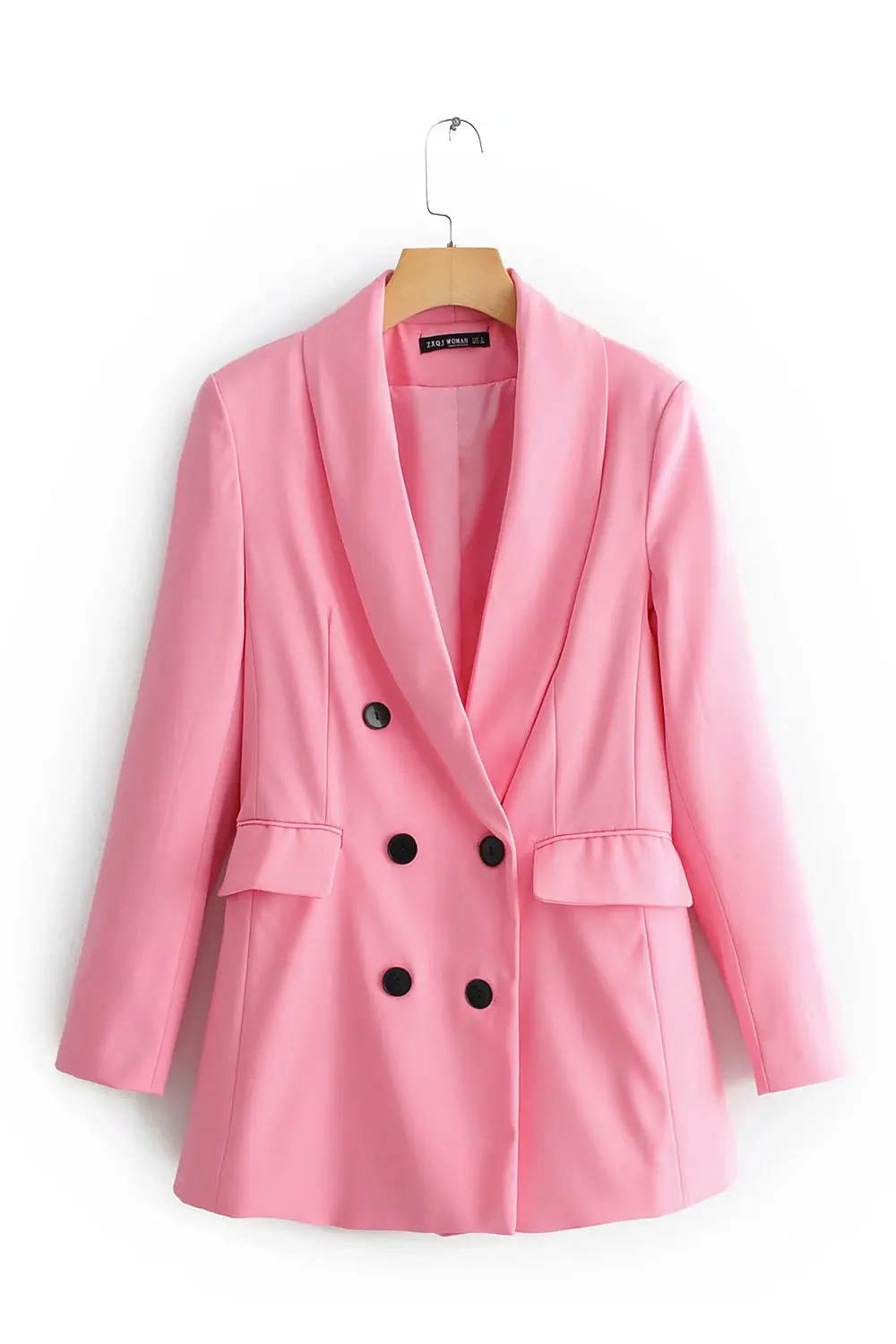 Новинка, Женский комплект 2 шт., двубортный офисный Блейзер, пиджак и брюки, наборы розового цвета, весна-осень, длинный рукав, женские брючные костюмы - Цвет: blazer