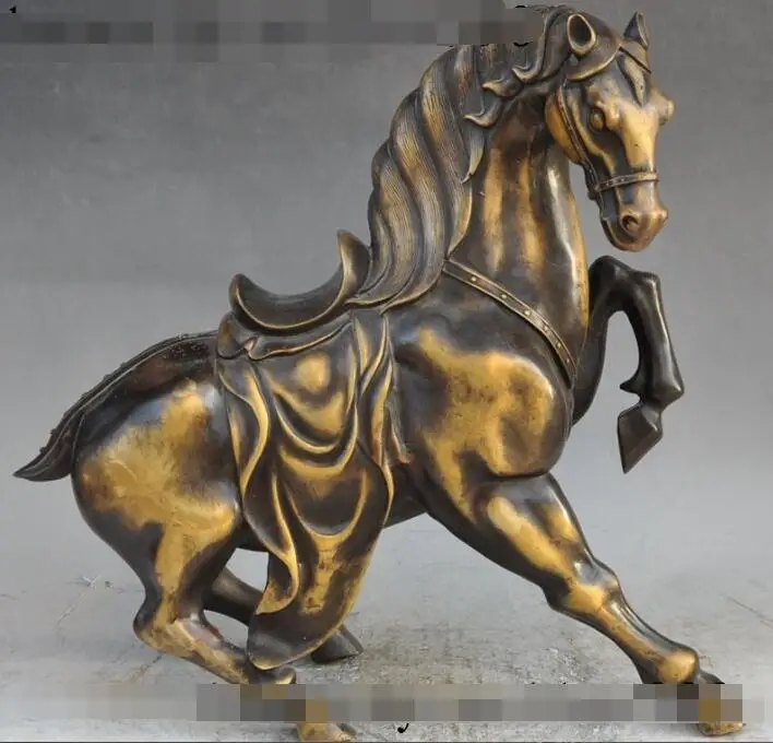 

S6685 16"lucky china fengshui bronze animal zodiac run horse war steed success statue D0318
