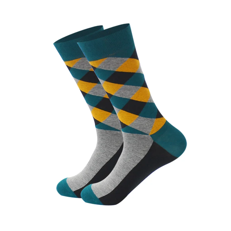 Мужские повседневные носки из чесаного хлопка в классическом британском стиле, элегантные разноцветные забавные зимние теплые носки - Цвет: C11