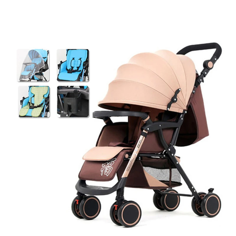 

Baby stroller can sit reclining lightweight folding four wheel shock newborn baby care High landscape summer stroller