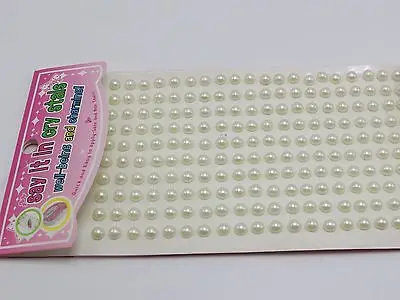 

3 Sheets of 200pcs Ivory Stripe Self-Adhesive Acrylic Pearls Stickers Stick On