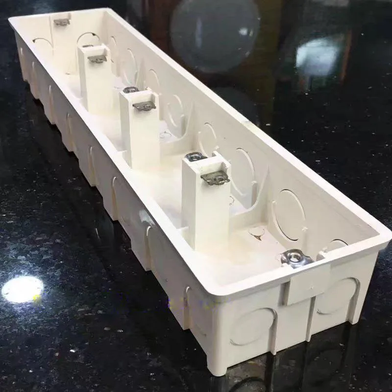 

Wall Electrical Mounting Box PVC Wire Bottom Boxes 4-Gang Cassette Base Universal 86 Type Switch Socket Junction Box