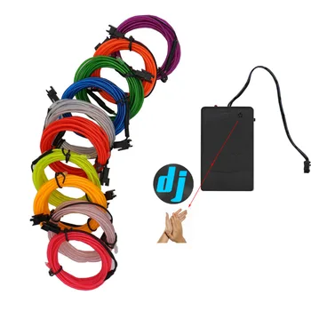 

10M 33FT Flexible Neon Light Glow EL Wire Rope tape Cable LED Neon Lights Powered by 4*AAA Sound Activated Battery Controller