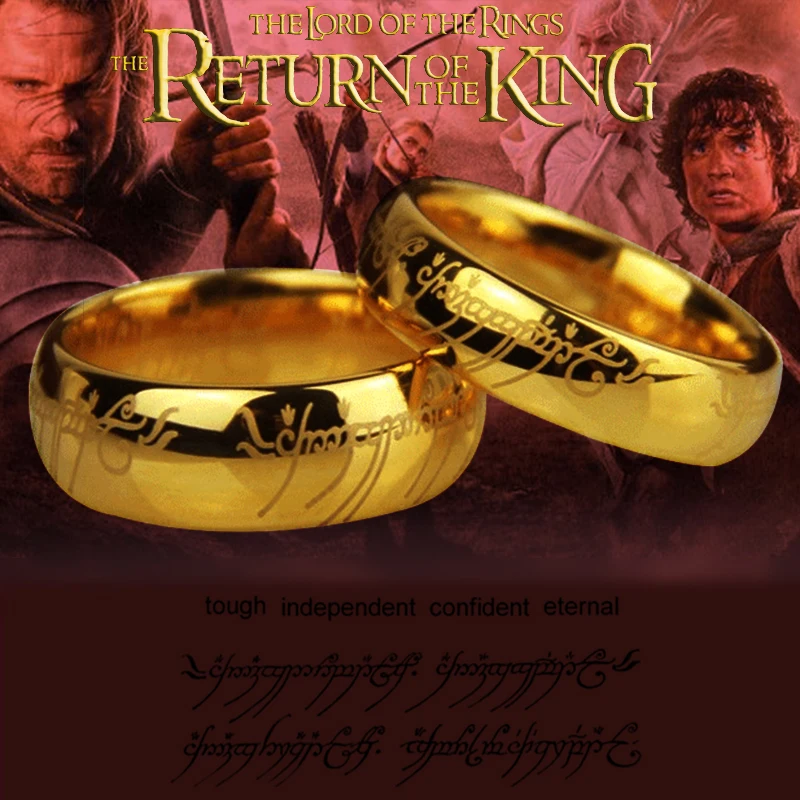 Мужское и женское кольцо Nextvance Tungsen Hobbit Золотое средней длины с надписью размер 6