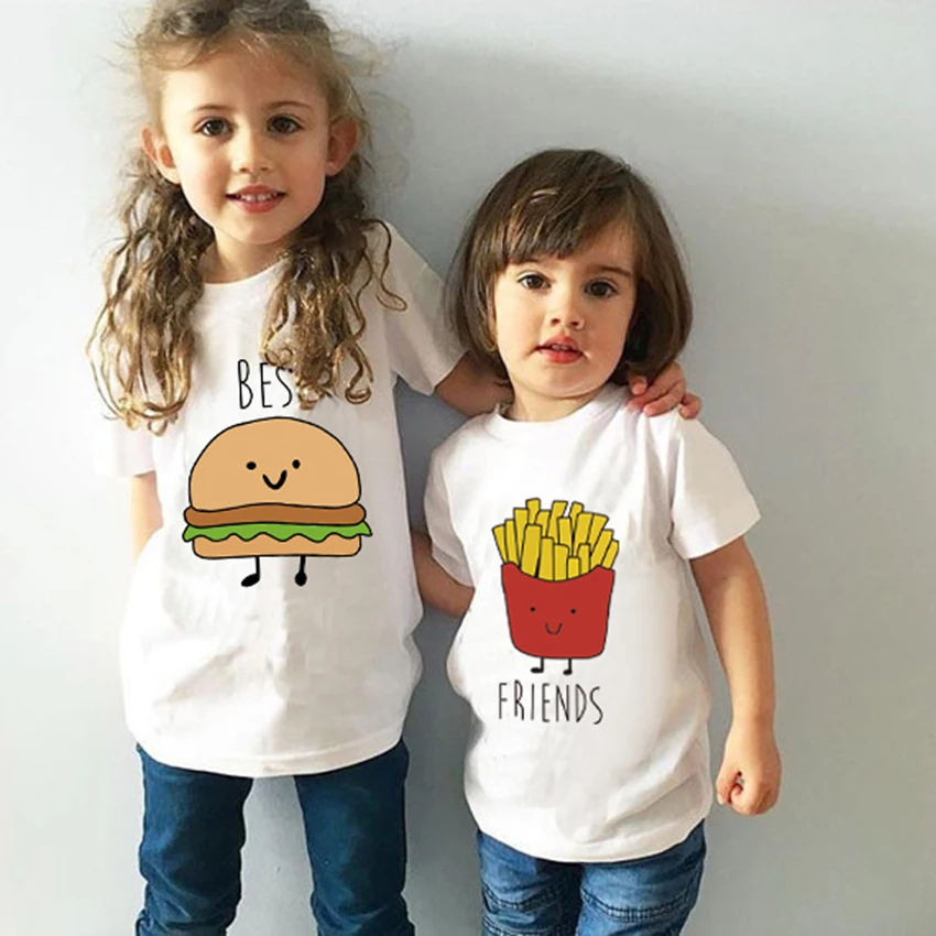 

boys/girls unisex t shirt 1yrs-12yrs children Hamburg Chips best friends sister brother match t-shirt toddler twins tee clothes