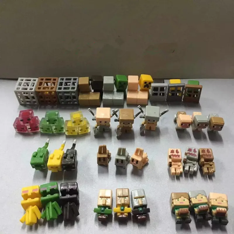 

36pcs/lot New First Generation 3D Anime Minecrafts Toys Micro World Game Action Figure Toy Mine craft Keychain Boy Kids Toys Box