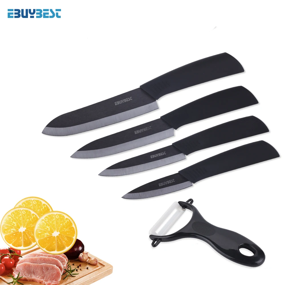 

Ceramic Knife Set Black Zirconia Blade 3"Paring 4" Slicing 5" Vegetable 6" Chef Knife + Peeler Knives Kitchen Knife Sets