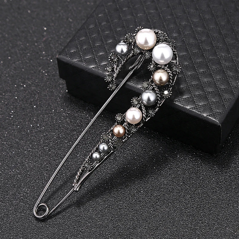 

Large Vintage Simple Pins & Brooches Mosaic Imitation Pearl Rhinestone For Women Clothing Shawl Decoration Jewelry NEW2019