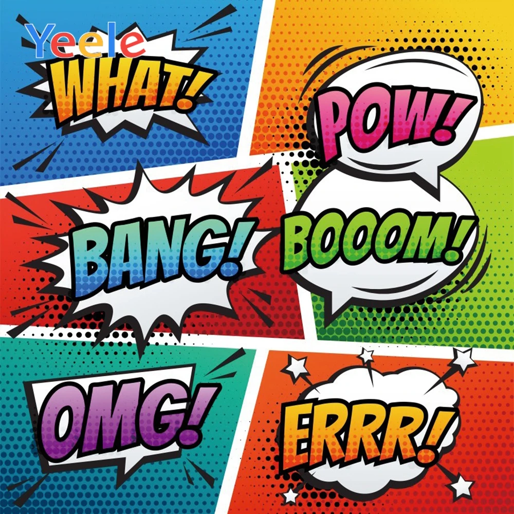 

Yeele Comic Explosion Word Background Poster Banner Baby Portrait Photography Party Scene Photographic Backdrop For Photo Studio