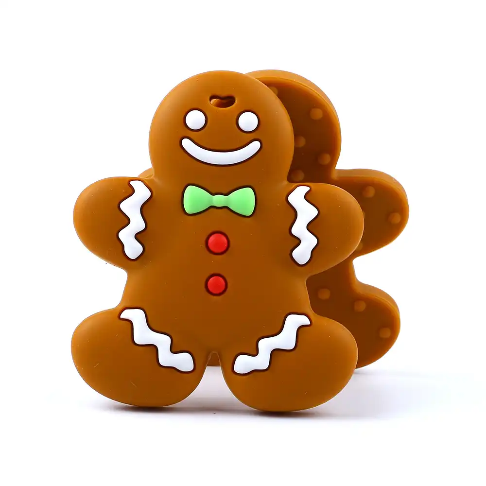 Holiday Gingerbread Man sensory chew silicone necklace