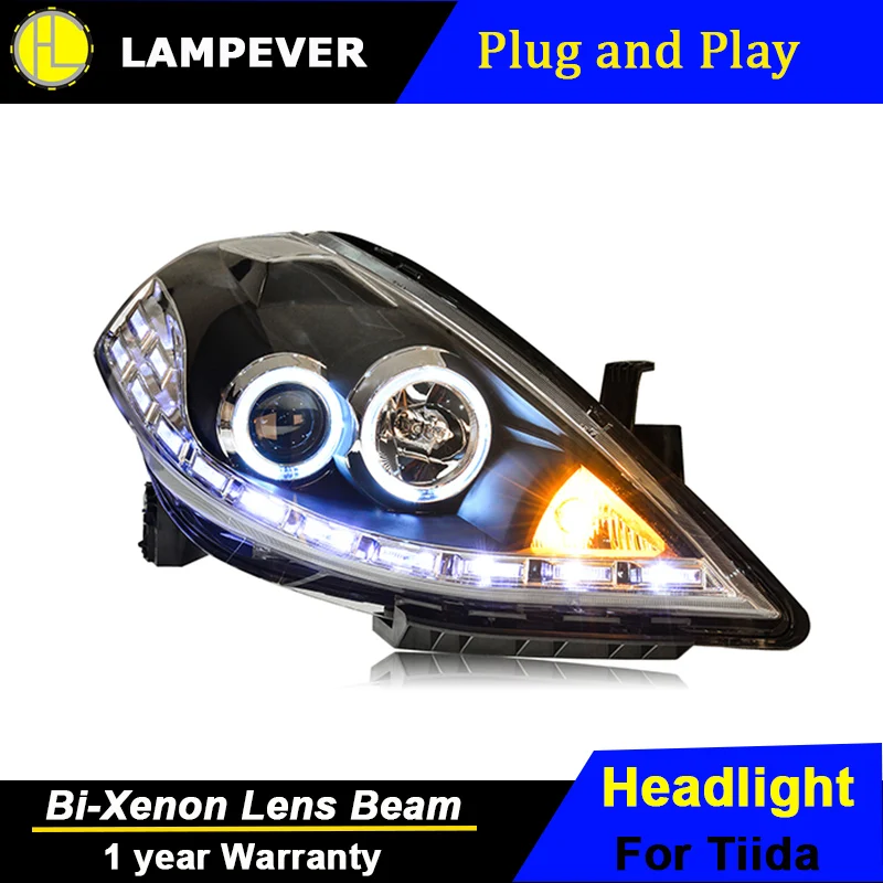 

Lampever styling Styling for Nissan Tiida LED Headlight 2008-2011 Tiida LED DRL Lens Double Beam H7 HID Xenon Car Accessories
