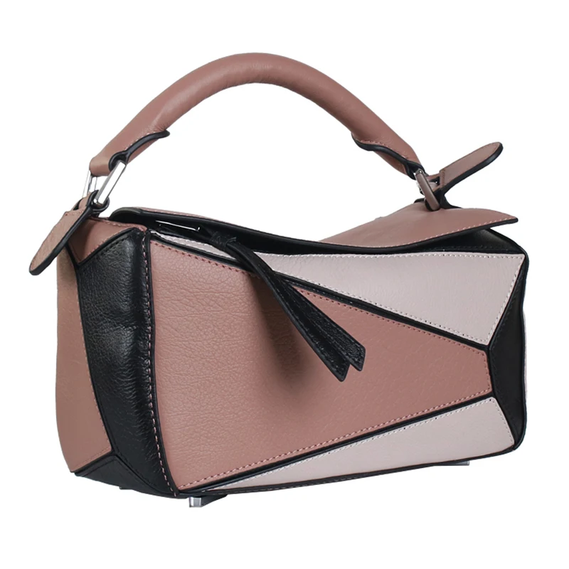 Sheng Lun Lai Women Bag Genuine Leather Designer Handbags High Sheng Lun Lai Women Bag Genuine Leather Designer Handbags High Quality Fashion Geometric Patchwork Cow Shoulder Bags In From Luggage