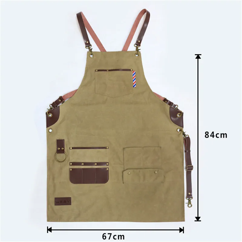WEEYI Waxed Canvas Apron Hairdresser Baber Man Ladies Aprons For Work Kitchen Restaurant Waitress Women avental delantal barbero