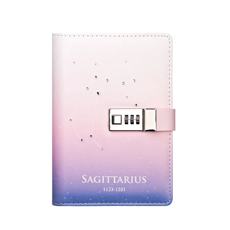 

CAGIE Brand B6 Notebook PU Creative Cute Constellation Planner Dividers Code Lock Note Books Cute Personal Travel Journal Diary