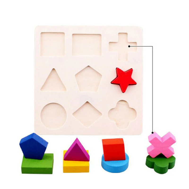 

Montessori Wooden Math Toys Puzzle Geometric shape Baby Kids Learning Toy Preschool Early Educational Cognitive pairing Game