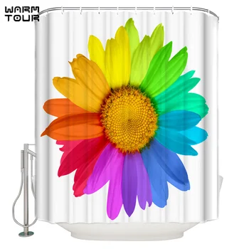 

WARMTOUR Shower Curtain Daisies Extra Long Fabric Bath Shower Curtains Mildew-resistant Bathroom Decor Sets with Hooks