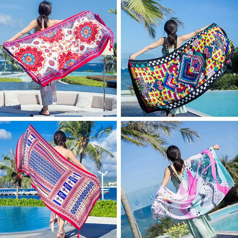 

Women's 2019 spring and summer explosions hot multi-function twill printed stripes retro wild irregular small scarf