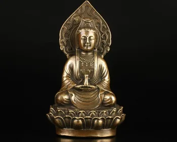 

CHINESE COLLECTION OLD HANDMADE CASTING BRASS BUDDHIST GUANYIN STATUE