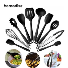 

Homadise 10 pcs Heat-Resistant Silicone Cooking Utensils Pots Tool Sets Non-stick Cookware Set Baking Tool Kit Kitchenware