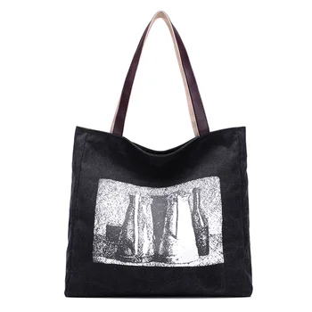 

KVKY Casual Women Large Capacity Tote Canvas Shoulder Bag Shopping Bag Beach Bags Casual Tote Feminina